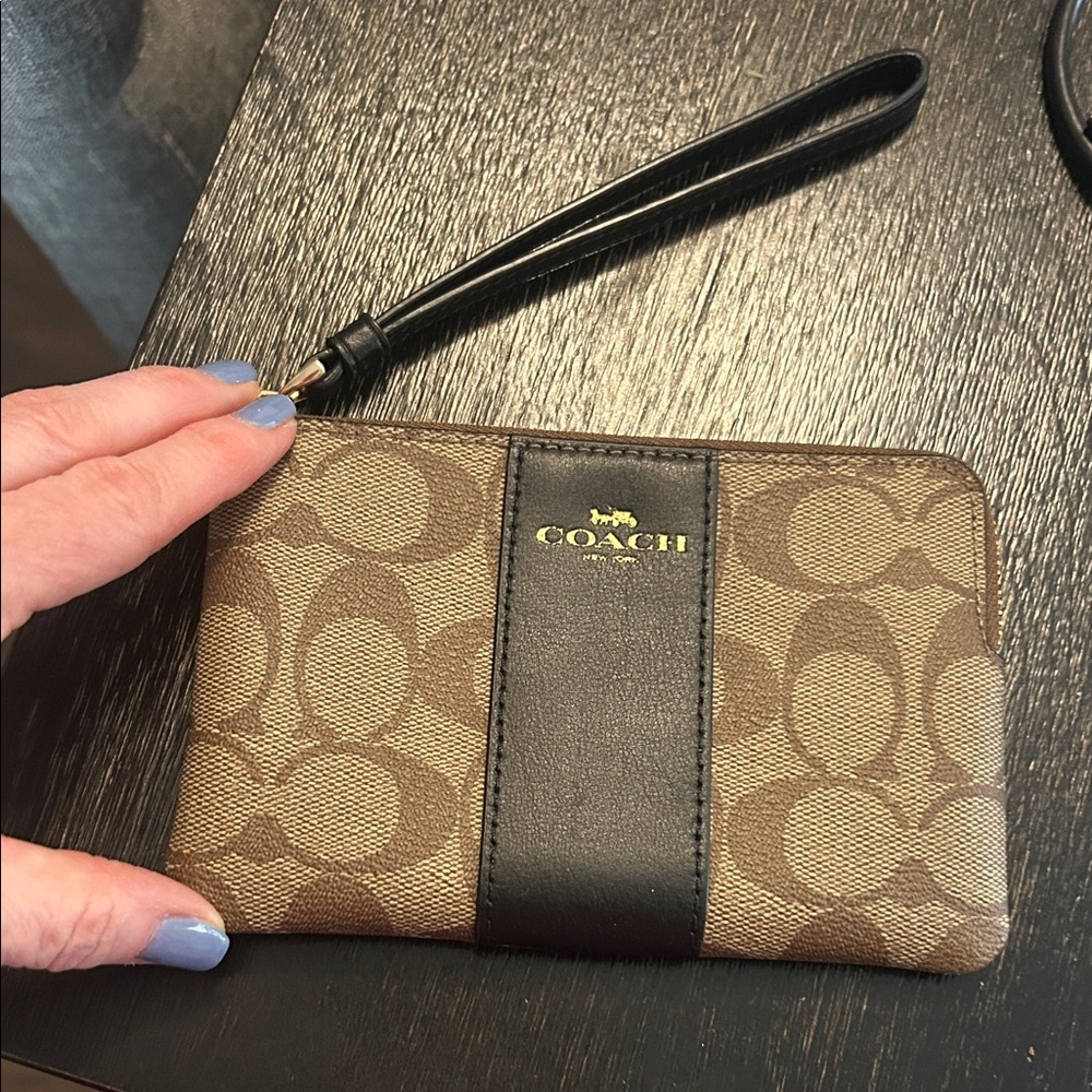 Coach Brown Signature Canvas Wristlet